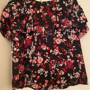 XHILIRATION Black & Red Small Layered Blouse